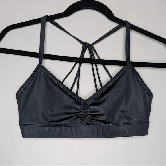 Alo Yoga Sunny Strappy Sports Bra Glossy Black Size S - Picture 5 of 10